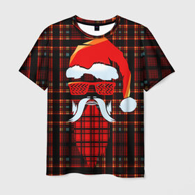 Мужская футболка 3D с принтом Санта хипстер в Тюмени, 100% полиэфир | прямой крой, круглый вырез горловины, длина до линии бедер | Тематика изображения на принте: борода | зима | новый год | очки | праздник | рождество | санта | хипстер