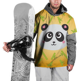 Накидка на куртку 3D с принтом Панда с бамбуком в Тюмени, 100% полиэстер |  | бамбук | оранжевый | панда
