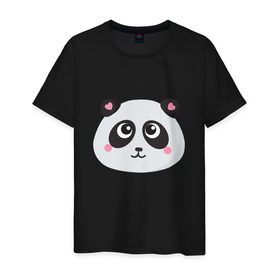 Мужская футболка хлопок с принтом Милая пандочка в Тюмени, 100% хлопок | прямой крой, круглый вырез горловины, длина до линии бедер, слегка спущенное плечо. | Тематика изображения на принте: милая | мордочка | панда
