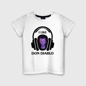 Детская футболка хлопок с принтом I like Don Diablo в Тюмени, 100% хлопок | круглый вырез горловины, полуприлегающий силуэт, длина до линии бедер | beatport | club | dj | don diablo | edm | electro | house | musical freedom | production | radio | retro style | spinnin | techno | top | trance | клуб | радио | трещины | царапины