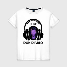 Женская футболка хлопок с принтом I like Don Diablo в Тюмени, 100% хлопок | прямой крой, круглый вырез горловины, длина до линии бедер, слегка спущенное плечо | beatport | club | dj | don diablo | edm | electro | house | musical freedom | production | radio | retro style | spinnin | techno | top | trance | клуб | радио | трещины | царапины