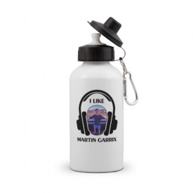 Бутылка спортивная с принтом I like Martin Garrix в Тюмени, металл | емкость — 500 мл, в комплекте две пластиковые крышки и карабин для крепления | 