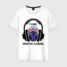 Мужская футболка хлопок с принтом I like Martin Garrix в Тюмени, 100% хлопок | прямой крой, круглый вырез горловины, длина до линии бедер, слегка спущенное плечо. | Тематика изображения на принте: 