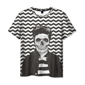 Мужская футболка 3D с принтом Мертвый модник в Тюмени, 100% полиэфир | прямой крой, круглый вырез горловины, длина до линии бедер | bone | death | fashion | hipster | skelet | skull | кости | мода | скелет | темный | хипстер | череп