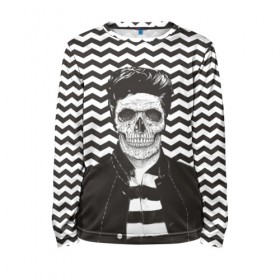 Детский лонгслив 3D с принтом Мертвый модник в Тюмени, 100% полиэстер | длинные рукава, круглый вырез горловины, полуприлегающий силуэт
 | bone | death | fashion | hipster | skelet | skull | кости | мода | скелет | темный | хипстер | череп