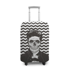 Чехол для чемодана 3D с принтом Мертвый модник в Тюмени, 86% полиэфир, 14% спандекс | двустороннее нанесение принта, прорези для ручек и колес | bone | death | fashion | hipster | skelet | skull | кости | мода | скелет | темный | хипстер | череп