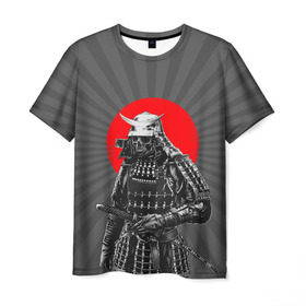 Мужская футболка 3D с принтом Мертвый самурай в Тюмени, 100% полиэфир | прямой крой, круглый вырез горловины, длина до линии бедер | bone | japan | samurai | skelet | skull | warrior | воин | катана | кости | меч | самурай | скелет | череп | япония