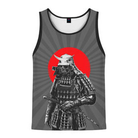 Мужская майка 3D с принтом Мертвый самурай в Тюмени, 100% полиэстер | круглая горловина, приталенный силуэт, длина до линии бедра. Пройма и горловина окантованы тонкой бейкой | bone | japan | samurai | skelet | skull | warrior | воин | катана | кости | меч | самурай | скелет | череп | япония
