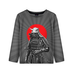 Детский лонгслив 3D с принтом Мертвый самурай в Тюмени, 100% полиэстер | длинные рукава, круглый вырез горловины, полуприлегающий силуэт
 | bone | japan | samurai | skelet | skull | warrior | воин | катана | кости | меч | самурай | скелет | череп | япония