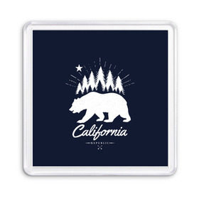 Магнит 55*55 с принтом California Republic в Тюмени, Пластик | Размер: 65*65 мм; Размер печати: 55*55 мм | Тематика изображения на принте: america | bear | california | united states | usa | америка | калифорния | медведь | сша | штаты