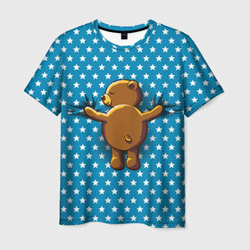 Мужская футболка 3D с принтом Медвежьи объятия в Тюмени, 100% полиэфир | прямой крой, круглый вырез горловины, длина до линии бедер | Тематика изображения на принте: bear | beast | kid | love | teddy | toy | звезды | зверь | игрушка | любовь | медведь | мишка