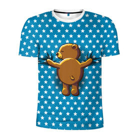 Мужская футболка 3D спортивная с принтом Медвежьи объятия в Тюмени, 100% полиэстер с улучшенными характеристиками | приталенный силуэт, круглая горловина, широкие плечи, сужается к линии бедра | bear | beast | kid | love | teddy | toy | звезды | зверь | игрушка | любовь | медведь | мишка