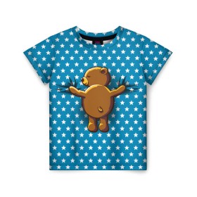Детская футболка 3D с принтом Медвежьи объятия в Тюмени, 100% гипоаллергенный полиэфир | прямой крой, круглый вырез горловины, длина до линии бедер, чуть спущенное плечо, ткань немного тянется | bear | beast | kid | love | teddy | toy | звезды | зверь | игрушка | любовь | медведь | мишка