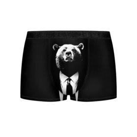 Мужские трусы 3D с принтом Медведь бизнесмен в Тюмени, 50% хлопок, 50% полиэстер | классическая посадка, на поясе мягкая тканевая резинка | animal | bear | beast | business | suit | бизнес | джентльмен | животное | зверь | медведь | смокинг