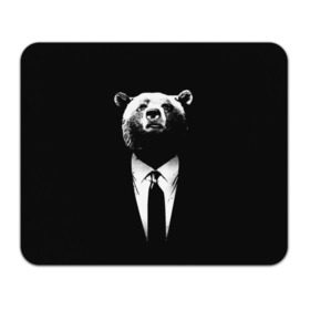 Коврик прямоугольный с принтом Медведь бизнесмен в Тюмени, натуральный каучук | размер 230 х 185 мм; запечатка лицевой стороны | animal | bear | beast | business | suit | бизнес | джентльмен | животное | зверь | медведь | смокинг