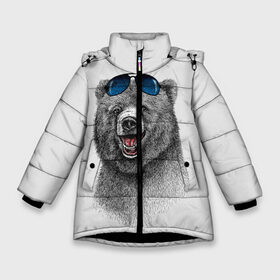 Зимняя куртка для девочек 3D с принтом Счастливый медведь в Тюмени, ткань верха — 100% полиэстер; подклад — 100% полиэстер, утеплитель — 100% полиэстер. | длина ниже бедра, удлиненная спинка, воротник стойка и отстегивающийся капюшон. Есть боковые карманы с листочкой на кнопках, утяжки по низу изделия и внутренний карман на молнии. 

Предусмотрены светоотражающий принт на спинке, радужный светоотражающий элемент на пуллере молнии и на резинке для утяжки. | animal | bear | beast | fashion | funny | животное | зверь | медведь | мода | радость | счастье