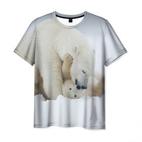 Мужская футболка 3D с принтом Идиллия в Тюмени, 100% полиэфир | прямой крой, круглый вырез горловины, длина до линии бедер | айсберг | арктика | животные | лёд | медведи | природа | север | снег