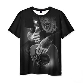 Мужская футболка 3D с принтом Гитарист в Тюмени, 100% полиэфир | прямой крой, круглый вырез горловины, длина до линии бедер | Тематика изображения на принте: rock | гитара | рок | рок жив | рок музыка | русский рок