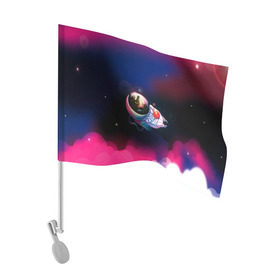 Флаг для автомобиля с принтом Ёжик в космосе в Тюмени, 100% полиэстер | Размер: 30*21 см | в тумане | еж