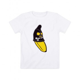 Детская футболка хлопок с принтом Банан в маске в Тюмени, 100% хлопок | круглый вырез горловины, полуприлегающий силуэт, длина до линии бедер | 