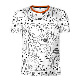 Мужская футболка 3D спортивная с принтом Котейки в Тюмени, 100% полиэстер с улучшенными характеристиками | приталенный силуэт, круглая горловина, широкие плечи, сужается к линии бедра | cat | кот | котенок | котик | кошка | принт | рисунок