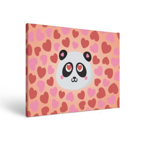 Холст прямоугольный с принтом Влюбленная панда в Тюмени, 100% ПВХ |  | Тематика изображения на принте: любовь | панда | сердце