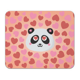 Коврик прямоугольный с принтом Влюбленная панда в Тюмени, натуральный каучук | размер 230 х 185 мм; запечатка лицевой стороны | Тематика изображения на принте: любовь | панда | сердце