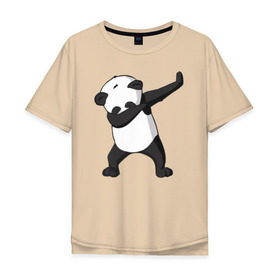 Мужская футболка хлопок Oversize с принтом Panda dab в Тюмени, 100% хлопок | свободный крой, круглый ворот, “спинка” длиннее передней части | Тематика изображения на принте: дэб | панда
