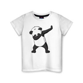 Детская футболка хлопок с принтом Panda dab в Тюмени, 100% хлопок | круглый вырез горловины, полуприлегающий силуэт, длина до линии бедер | дэб | панда