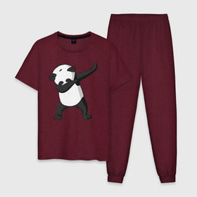 Мужская пижама хлопок с принтом Panda dab в Тюмени, 100% хлопок | брюки и футболка прямого кроя, без карманов, на брюках мягкая резинка на поясе и по низу штанин
 | дэб | панда