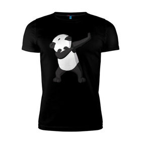 Мужская футболка премиум с принтом Panda dab в Тюмени, 92% хлопок, 8% лайкра | приталенный силуэт, круглый вырез ворота, длина до линии бедра, короткий рукав | Тематика изображения на принте: дэб | панда
