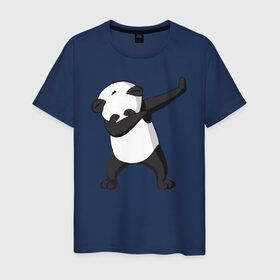 Мужская футболка хлопок с принтом Panda dab в Тюмени, 100% хлопок | прямой крой, круглый вырез горловины, длина до линии бедер, слегка спущенное плечо. | Тематика изображения на принте: дэб | панда