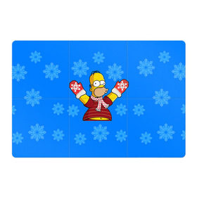 Магнитный плакат 3Х2 с принтом Симпсоны новогодние 2 в Тюмени, Полимерный материал с магнитным слоем | 6 деталей размером 9*9 см | Тематика изображения на принте: simpsons | барт | барт симпсон | гомер | гомер симпсон | новый год | симпсоны | снег | снежинки