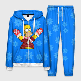 Мужской костюм 3D с принтом Симпсоны новогодние 2 в Тюмени, 100% полиэстер | Манжеты и пояс оформлены тканевой резинкой, двухслойный капюшон со шнурком для регулировки, карманы спереди | simpsons | барт | барт симпсон | гомер | гомер симпсон | новый год | симпсоны | снег | снежинки