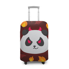 Чехол для чемодана 3D с принтом Панда дьяволенок в Тюмени, 86% полиэфир, 14% спандекс | двустороннее нанесение принта, прорези для ручек и колес | дьяволенок | красный | крылья | огонь | панда | рога