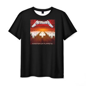 Мужская футболка 3D с принтом Metallica 2 в Тюмени, 100% полиэфир | прямой крой, круглый вырез горловины, длина до линии бедер | hetfield | master | metallica | mustaine | newsted | puppets | trujillo | ulrich | мастейн | металика | металл | металлика | ньюстед | рок | трухильо | ульрих | хэтфилд