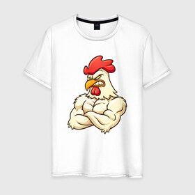 Мужская футболка хлопок с принтом Символ года 2017 в Тюмени, 100% хлопок | прямой крой, круглый вырез горловины, длина до линии бедер, слегка спущенное плечо. | год петуха