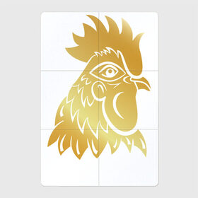 Магнитный плакат 2Х3 с принтом Золотой петух в Тюмени, Полимерный материал с магнитным слоем | 6 деталей размером 9*9 см | Тематика изображения на принте: год петуха