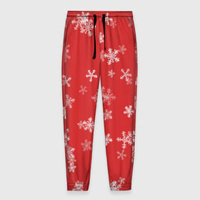 Мужские брюки 3D с принтом Снежная феерия (красный) в Тюмени, 100% полиэстер | манжеты по низу, эластичный пояс регулируется шнурком, по бокам два кармана без застежек, внутренняя часть кармана из мелкой сетки | 