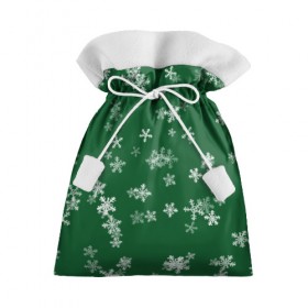 Подарочный 3D мешок с принтом Снежная феерия (зелёный) в Тюмени, 100% полиэстер | Размер: 29*39 см | Тематика изображения на принте: happy new year | блеск | ёлка | зима | конфетти | новый год | подарки | праздник | снег | снежинки