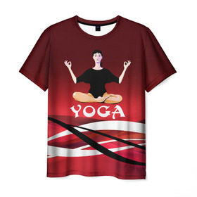 Мужская футболка 3D с принтом Yoga в Тюмени, 100% полиэфир | прямой крой, круглый вырез горловины, длина до линии бедер | fitness | девушка | йога | прикольные картинки | спорт | фитнес | экстрим