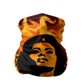 Бандана-труба 3D с принтом Revolutionary girl в Тюмени, 100% полиэстер, ткань с особыми свойствами — Activecool | плотность 150‒180 г/м2; хорошо тянется, но сохраняет форму | звезда | огонь | патриотизм | пламя | революционер | революция | россия | че гевара