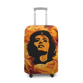 Чехол для чемодана 3D с принтом Revolutionary girl в Тюмени, 86% полиэфир, 14% спандекс | двустороннее нанесение принта, прорези для ручек и колес | звезда | огонь | патриотизм | пламя | революционер | революция | россия | че гевара
