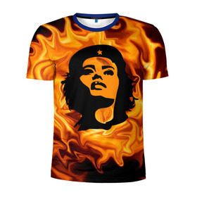 Мужская футболка 3D спортивная с принтом Revolutionary girl в Тюмени, 100% полиэстер с улучшенными характеристиками | приталенный силуэт, круглая горловина, широкие плечи, сужается к линии бедра | звезда | огонь | патриотизм | пламя | революционер | революция | россия | че гевара