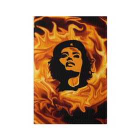 Обложка для паспорта матовая кожа с принтом Revolutionary girl в Тюмени, натуральная матовая кожа | размер 19,3 х 13,7 см; прозрачные пластиковые крепления | звезда | огонь | патриотизм | пламя | революционер | революция | россия | че гевара