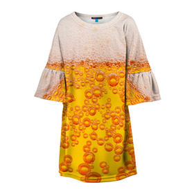 Детское платье 3D с принтом Пивная тема в Тюмени, 100% полиэстер | прямой силуэт, чуть расширенный к низу. Круглая горловина, на рукавах — воланы | пена | прикол | пузырьки