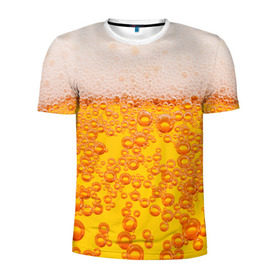 Мужская футболка 3D спортивная с принтом Пивная тема в Тюмени, 100% полиэстер с улучшенными характеристиками | приталенный силуэт, круглая горловина, широкие плечи, сужается к линии бедра | пена | прикол | пузырьки