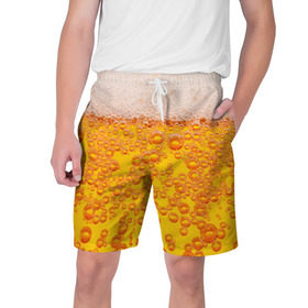 Мужские шорты 3D с принтом Пивная тема в Тюмени,  полиэстер 100% | прямой крой, два кармана без застежек по бокам. Мягкая трикотажная резинка на поясе, внутри которой широкие завязки. Длина чуть выше колен | пена | прикол | пузырьки