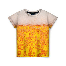 Детская футболка 3D с принтом Пивная тема в Тюмени, 100% гипоаллергенный полиэфир | прямой крой, круглый вырез горловины, длина до линии бедер, чуть спущенное плечо, ткань немного тянется | пена | прикол | пузырьки