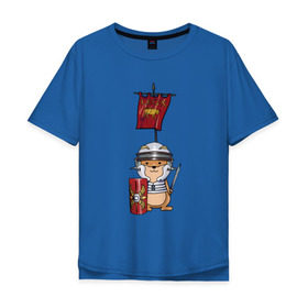 Мужская футболка хлопок Oversize с принтом Хомячок-воин! в Тюмени, 100% хлопок | свободный крой, круглый ворот, “спинка” длиннее передней части | легионер | рим | хомяк